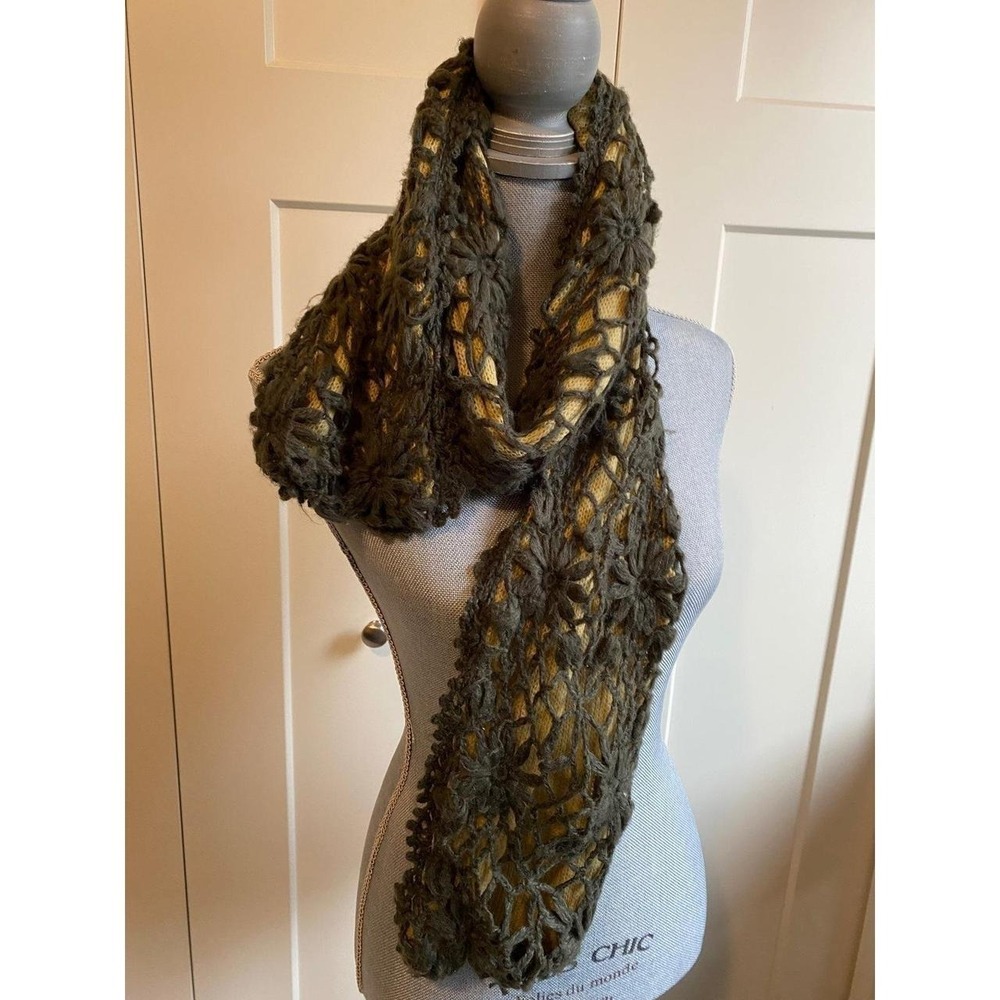 Scarf Elizabeth Gillet NYC Soft scarf Green Cream Grunge SKU2